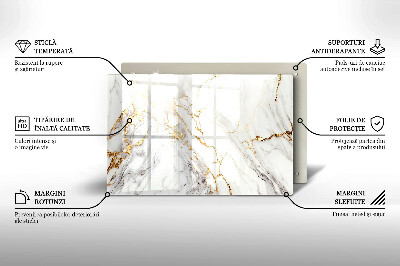 Glasuntersetzer für Grabkerze Heller Marmor mit Gold