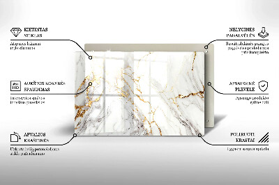 Glasuntersetzer für Grabkerze Heller Marmor mit Gold