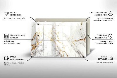 Glasuntersetzer für Grabkerze Heller Marmor mit Gold