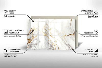 Glasuntersetzer für Grabkerze Heller Marmor mit Gold