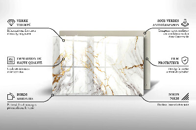 Glasuntersetzer für Grabkerze Heller Marmor mit Gold