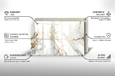 Glasuntersetzer für Grabkerze Heller Marmor mit Gold