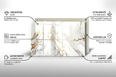Glasuntersetzer für Grabkerze Heller Marmor mit Gold