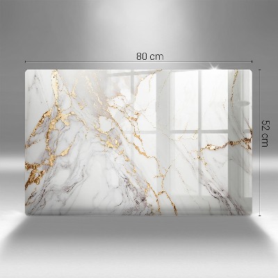 Glasuntersetzer für Grabkerze Heller Marmor mit Gold