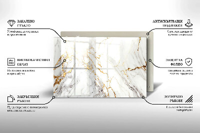 Glasuntersetzer für Grabkerze Heller Marmor mit Gold