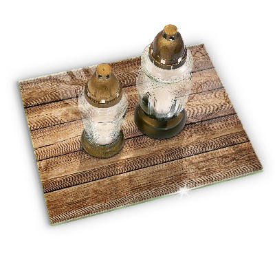 Glasunterlage für Grabkerzen Bretter mit Holzstruktur