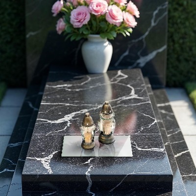 Grabkerzen Unterlage Eleganter Marmorstein
