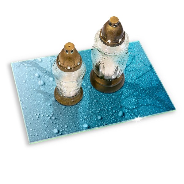 Glasuntersetzer für Grabkerze Wassertropfen