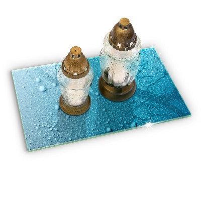 Glasuntersetzer für Grabkerze Wassertropfen