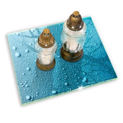 Glasuntersetzer für Grabkerze Wassertropfen