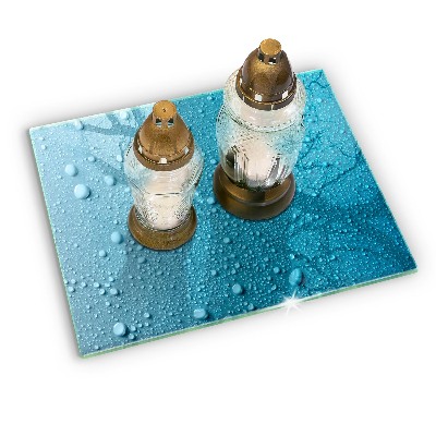 Glasuntersetzer für Grabkerze Wassertropfen
