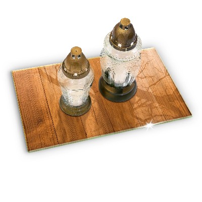 Glasplatte für Grabkerzen Holzbretter