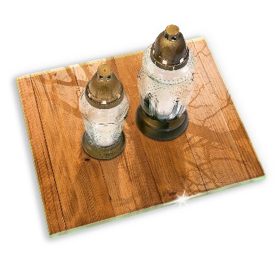 Glasplatte für Grabkerzen Holzbretter