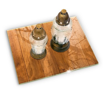 Glasplatte für Grabkerzen Holzbretter