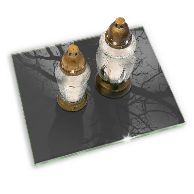 Glasunterlage für Grabkerzen Farbe grau