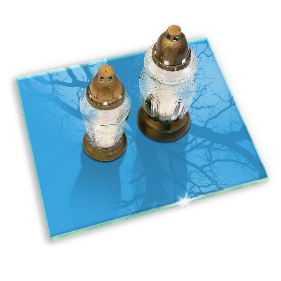 Glasplatte für Grabkerzen Farbe blau