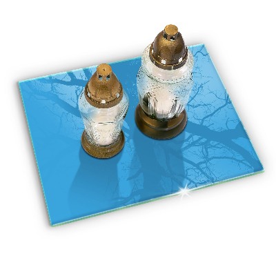 Glasplatte für Grabkerzen Farbe blau