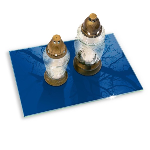 Glasunterlage für Grabkerzen Farbe blau