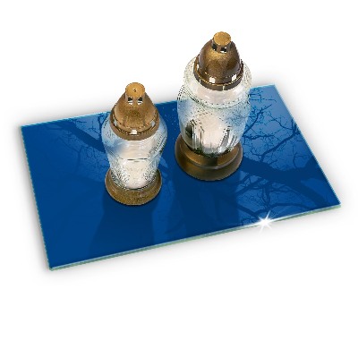 Glasunterlage für Grabkerzen Farbe blau
