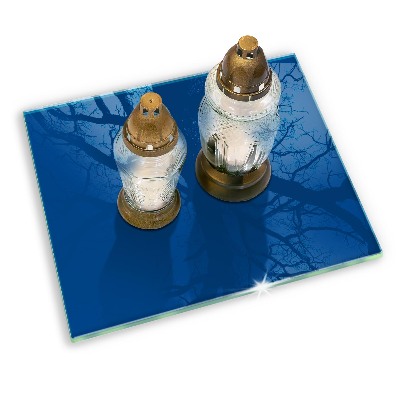 Glasunterlage für Grabkerzen Farbe blau