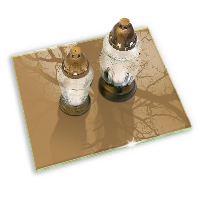 Glasuntersetzer für Grabkerze Beige Farbe