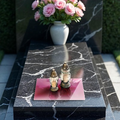 Untersetzer für Grabkerze Farbe rosa