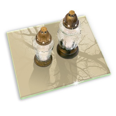 Glasplatte für Grabkerzen Beige Farbe