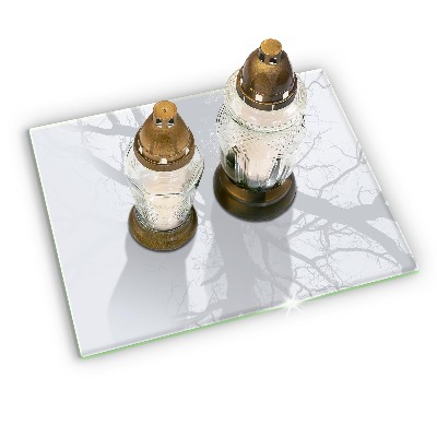 Glasuntersetzer für Grabkerze Farbe weiß