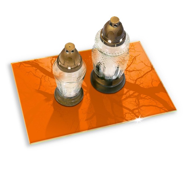 Glasunterlage für Grabkerzen Orange Farbe