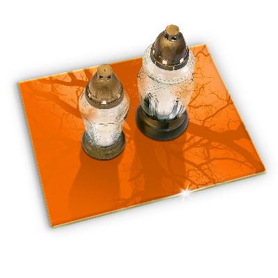 Glasunterlage für Grabkerzen Orange Farbe