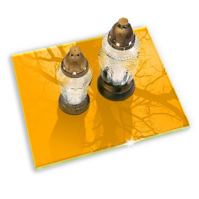 Glasplatte für Grabkerzen Dunkelgelbe Farbe