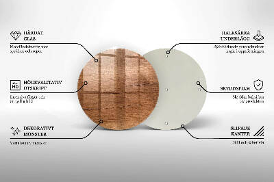 Glasunterlage für Grabkerzen Holzstruktur