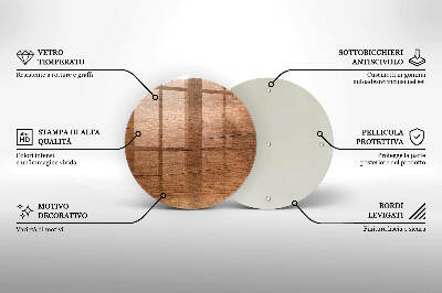 Glasunterlage für Grabkerzen Holzstruktur