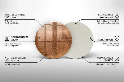 Glasunterlage für Grabkerzen Holzstruktur