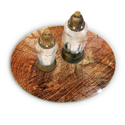 Glasplatte für Grabkerzen Holzmaserung des Baumes