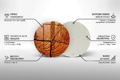 Glasuntersetzer für Grabkerze Holzstammstruktur