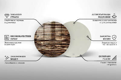 Glasunterlage für Grabkerzen Holzstruktur