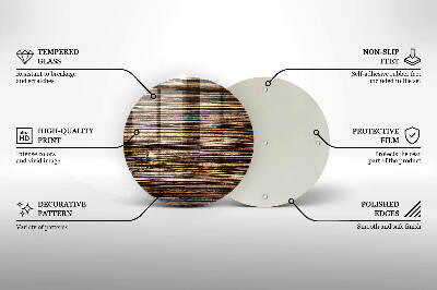 Glasunterlage für Grabkerzen Holzstruktur