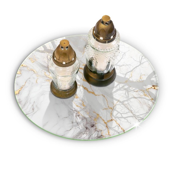 Unterlage für Kerzen Heller Marmor mit Gold