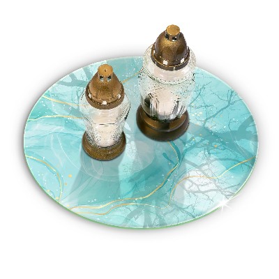 Grabkerze Untersetzer Blaue und goldene Abstraktion