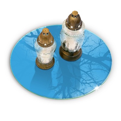 Glasplatte für Grabkerzen Farbe blau