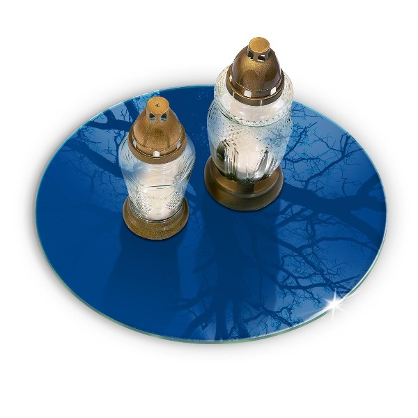 Glasuntersetzer für Grabkerze Farbe blau