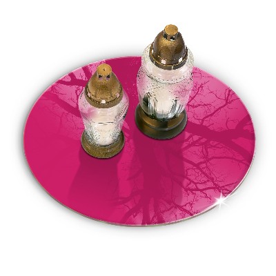 Glasunterlage für Grabkerzen Farbe rosa