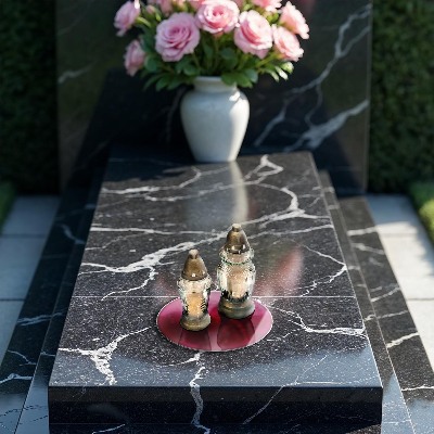 Glasunterlage für Grabkerzen Farbe rosa
