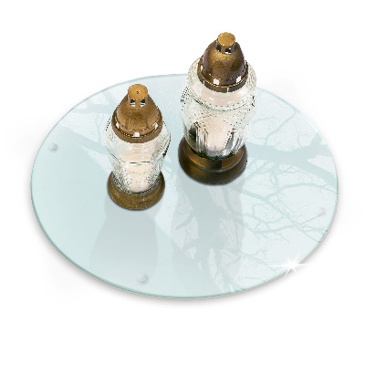 Glasplatte für Grabkerzen rund transparent