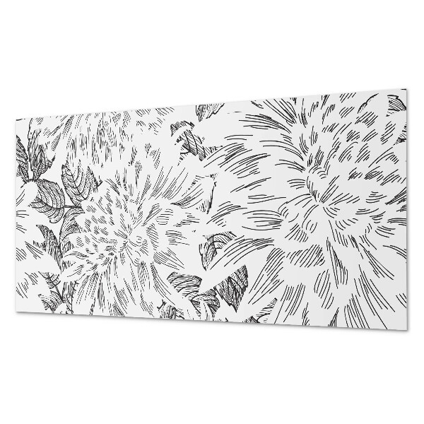 Rechteckige wandpaneel selbstklebend Blumenmotiv mit grünen Blättern