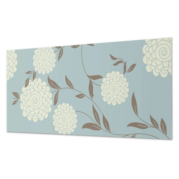 Rechteckige wandpaneel Blumenmotiv mit grünen Blättern