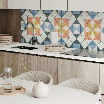 Rechteckige wandpaneel selbstklebend Blumenmotiv in geometrischen Formen