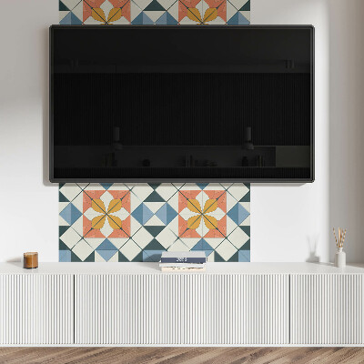 Rechteckige wandpaneel selbstklebend Blumenmotiv in geometrischen Formen