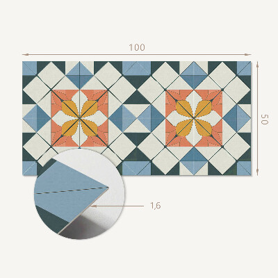 Rechteckige wandpaneel selbstklebend Blumenmotiv in geometrischen Formen